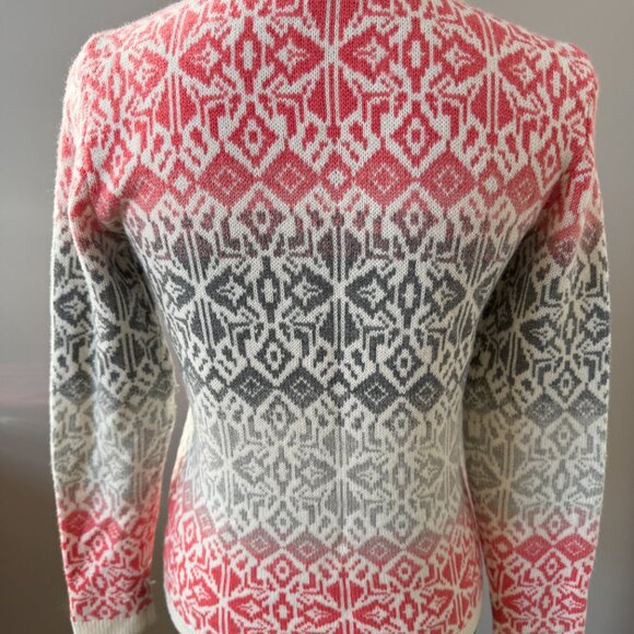 Talbots Petite Small Pink & Gray Fair Isle Crew Neck Pullover Sweater - Picture 5 of 6